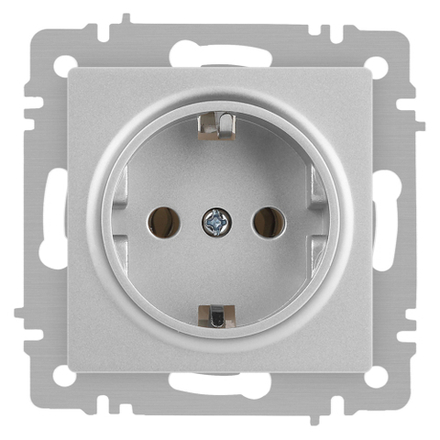 Розетка Intro Accent 6-202-03 2P+E Schuko 16А-250В IP20 СУ AL/CU алюминий