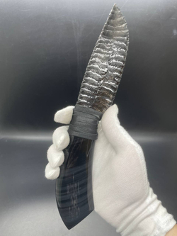 Обсидиановый клинок с рукоятью из обсидиана 25 см