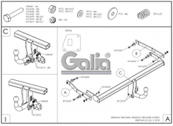 Фаркоп оцинкованный Galia R087A для Renault Megane III хетчбек 5 дверей 2008-2016, Renault Scenic III 2010-2016(паспорт и сертификат в комплекте)(без электрики)