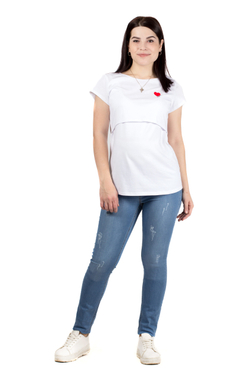 Джинсы для беременных синие с царапинами, размер 48