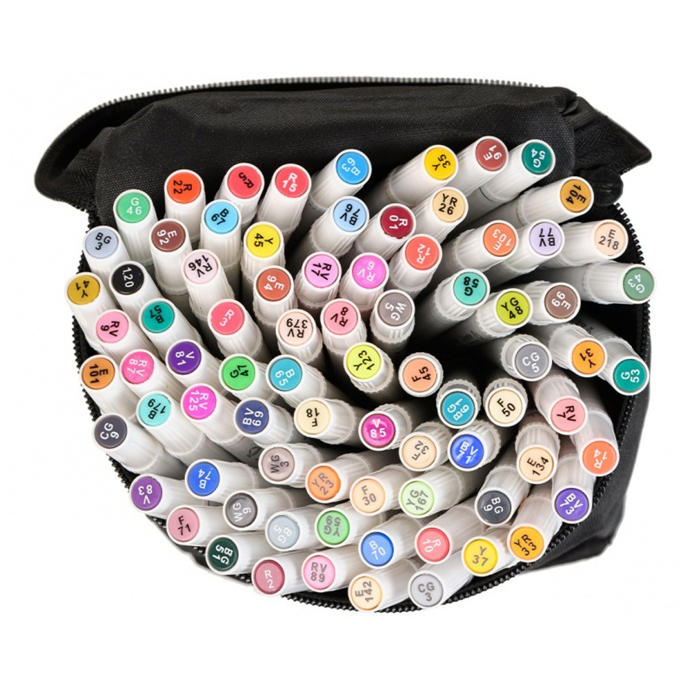 Маркер для скетчинга, двусторонние, Basir, круглые, 12 мм, спиртовые, 80 шт