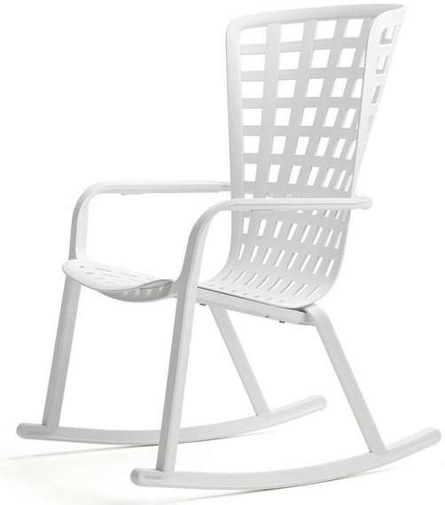 Уличное кресло-качалка Folio белое с розовой подушкой