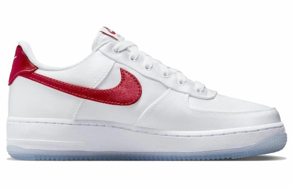 Кроссовки Nike Air Force 1 Low Satin "White Red" (Женская размерная сетка)