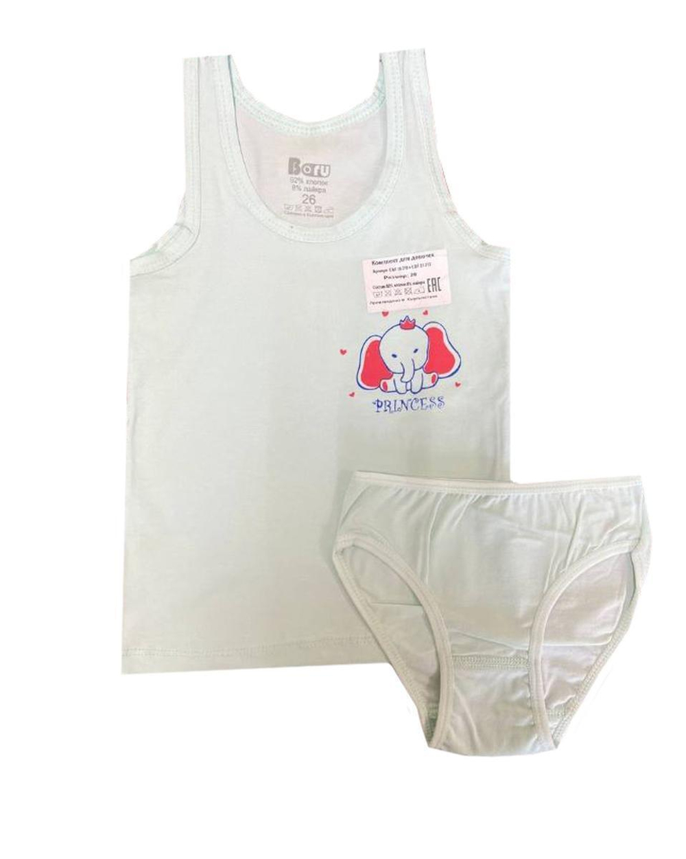 Комплект майка+трусы для девочек CBF 18-310/21-212дшл р.30 мятн.слоник (Boru), 1 шт.