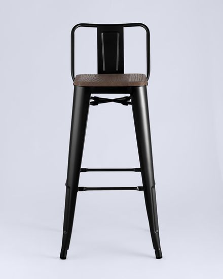 Стул барный TOLIX WOOD со спинкой черный глянцевый