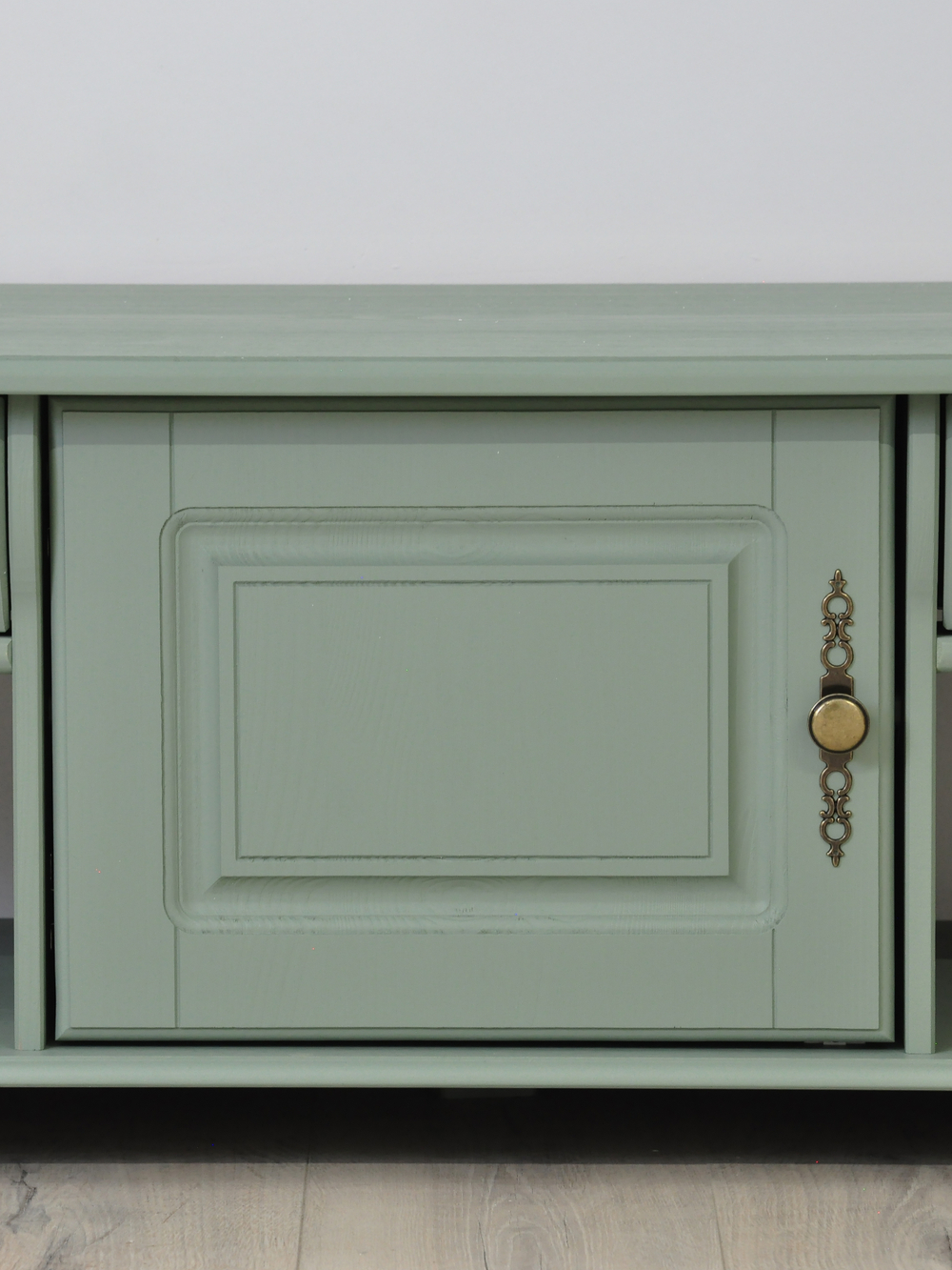 Тумба под телевизор Сюзанна 180 см, с ящиками и полками, зелёный