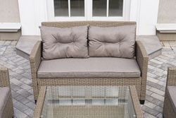 "Филадельфия" лаунж-зона из искусственного ротанга, цвет соломенный, цвет подушек бежевый