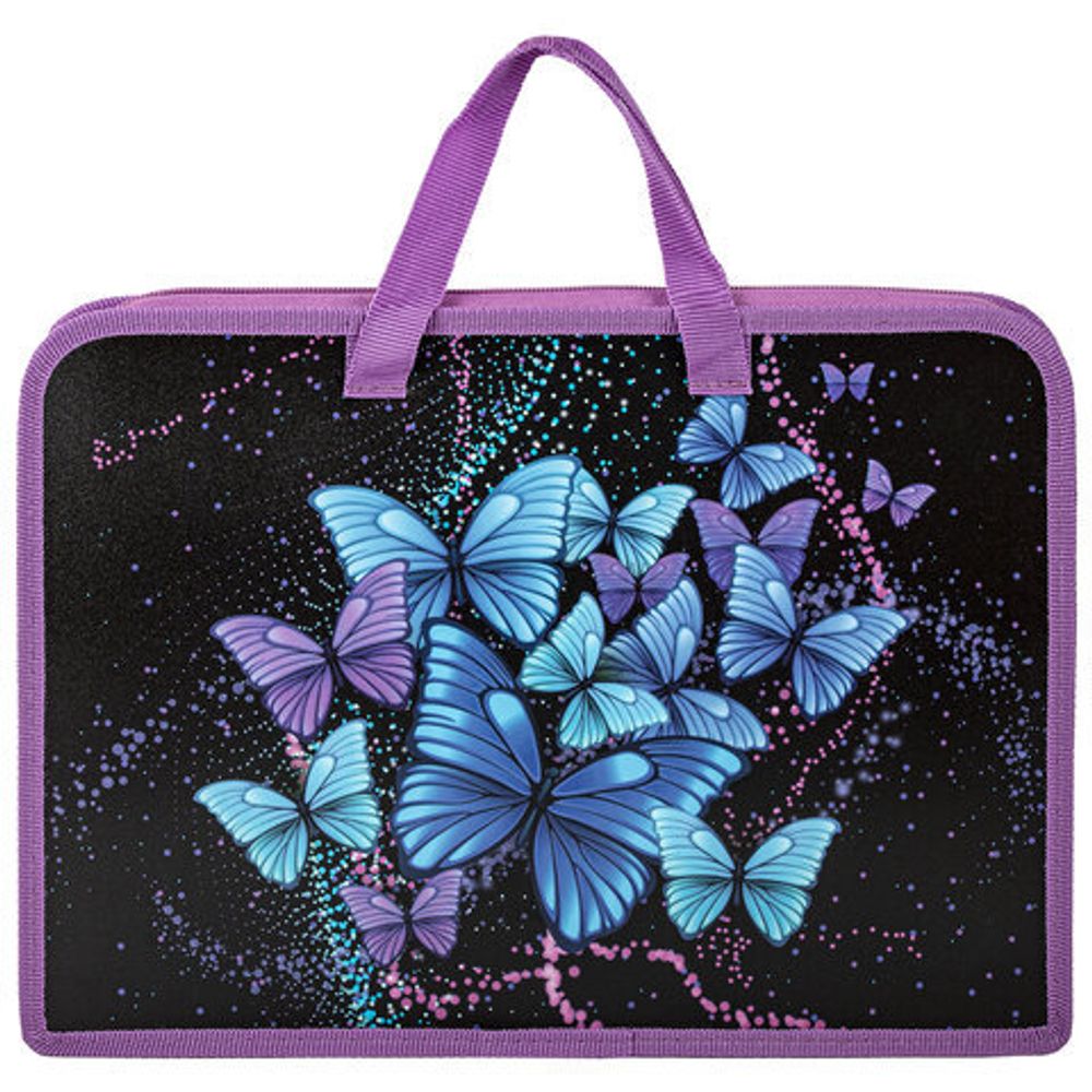 Папка на молнии с ручками ЮНЛАНДИЯ А4, 1 отделение, пластик, ширина 40 мм, "Night dream", 270946