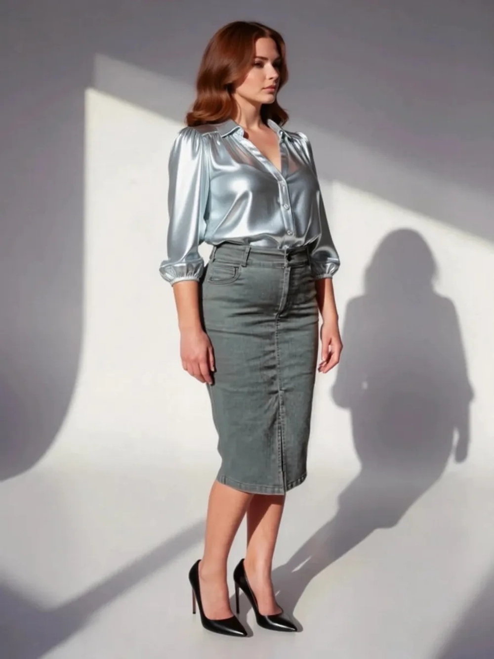 ❀ Юбка джинсовая вельветовая большие размеры ❀