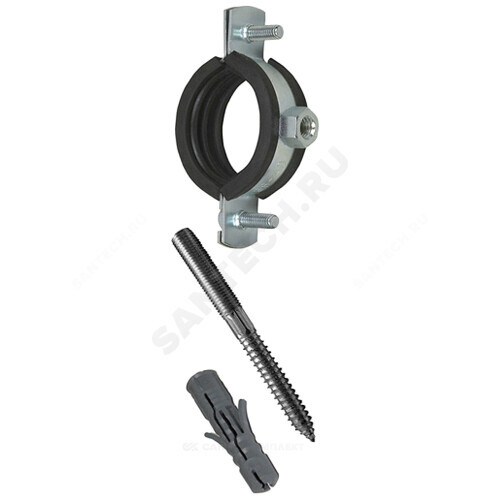 Хомут крепежный сталь оц с резиновой прокладкой Дн 110-114 (4") М10 в/к винт-шуруп, дюбель 3020 Strongman 3020.110A