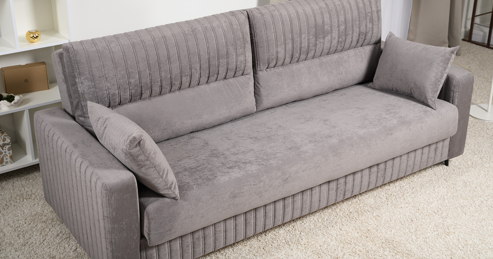 Изабель диван-кровать (велюр серо-бежевый)