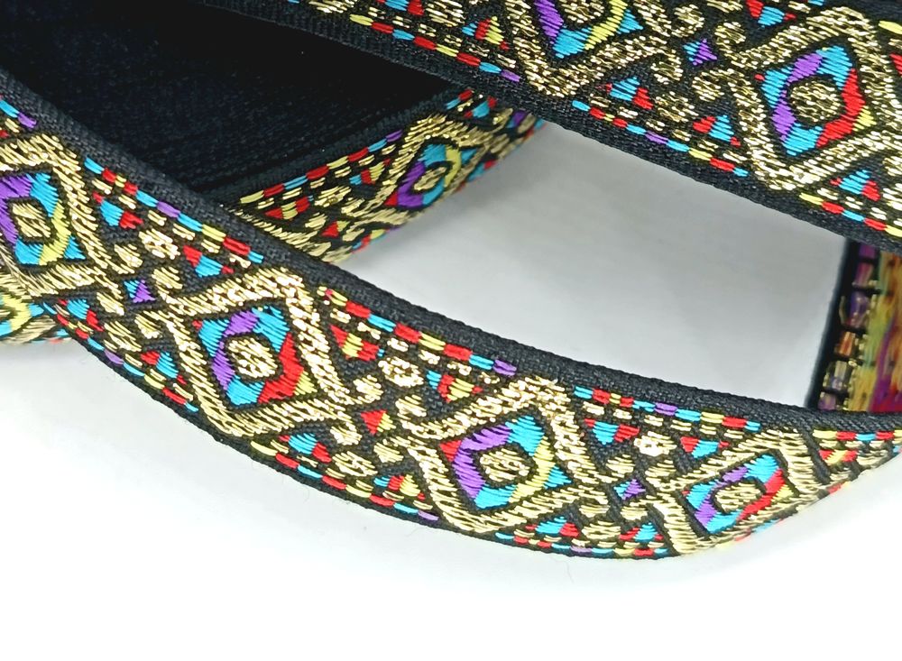 Тесьма Жаккард с люрексом, ш. 2,5 см, чёрный
