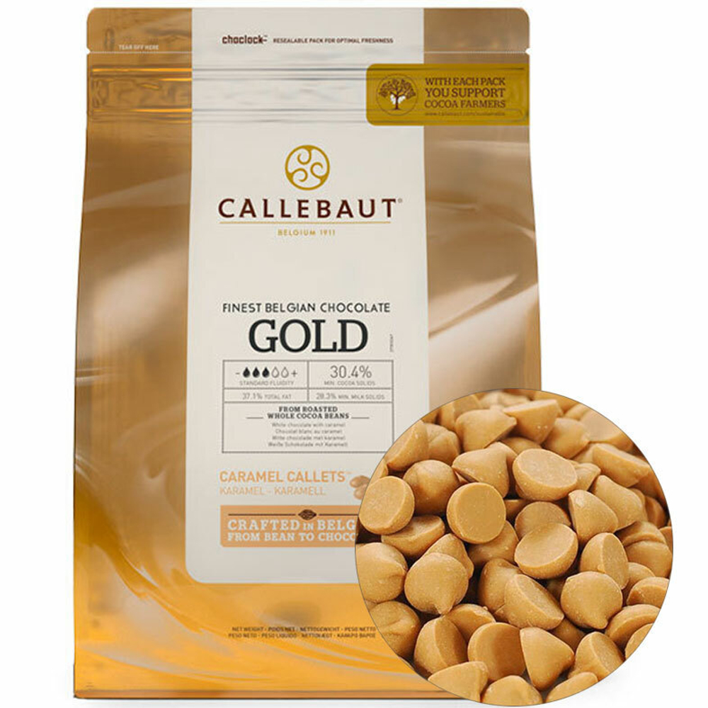 Шоколад CALLEBAUT GOLD БЕЛЫЙ С КАРАМЕЛЬЮ 30,4% 200 гр