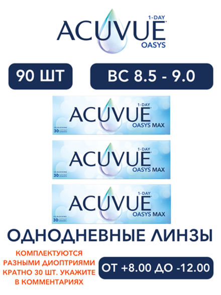 Однодневные контактные линзы Acuvue Oasys MAX 1-Day (комплект 90 линз)