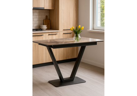 Стол стеклянный Woodville на тумбе Бугун 120х80х77 каталония, черный