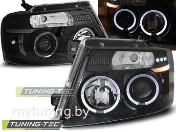 Передние фары Ford F150 angel eyes black