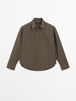 Massimo Dutti Рубашка из 100% хлопка с вышивкой, зеленый