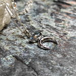 Подвеска ЛУННИЦА  с цепочкой, серебро/лабрадор