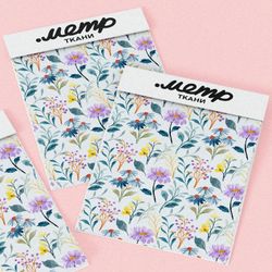 Ткань саржа минималистичный цветочный принт