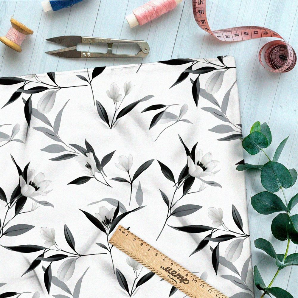 Ткань премиум сатин спокойная цветочная мелодия