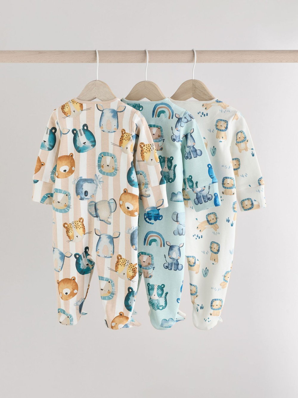 Комбинезон / Cлип для малышей Next E19-557, 3 шт., Бежевый, Голубой