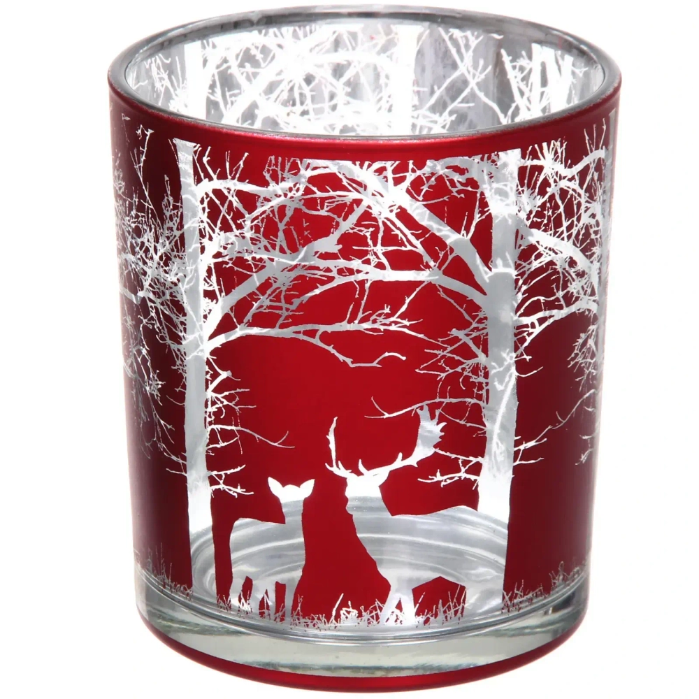 Подсвечник «Зимний лес» 8,5*10 см, Красный