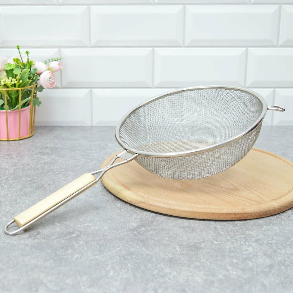 Сито 21см двойная сетка с ободом и ручкой "Ретро" VETTA