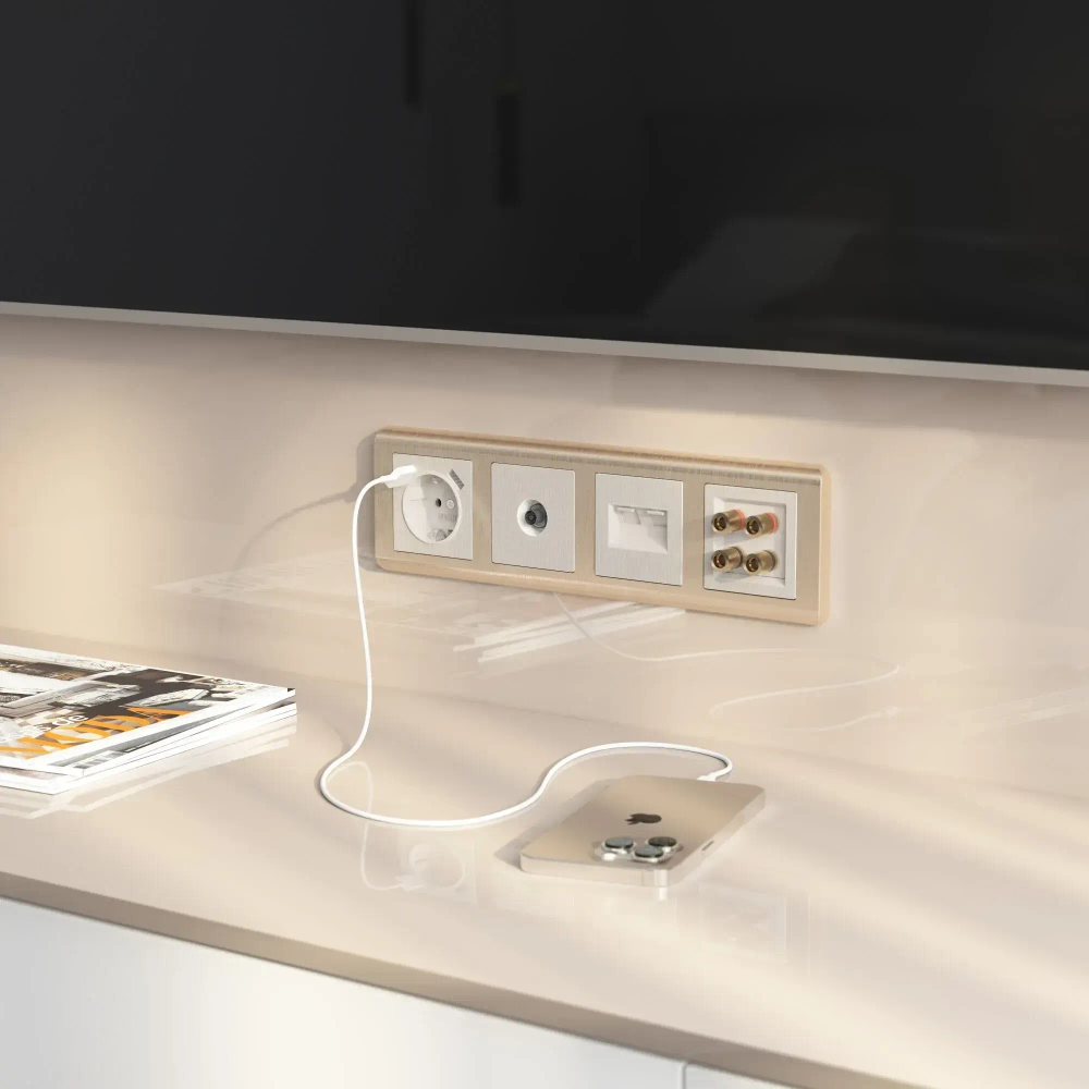 Акустическая розетка (перламутровый рифленый) WL13-AUDIOx4