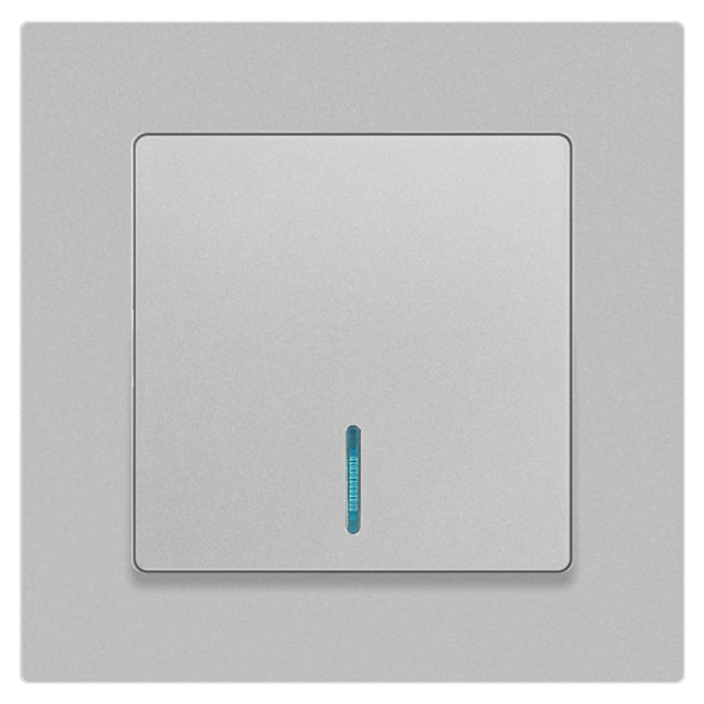 Выключатель Intro Accent 6-102-03 с подсветкой, 10А-250В, IP20, СУ, AL/CU, алюминий | Intro