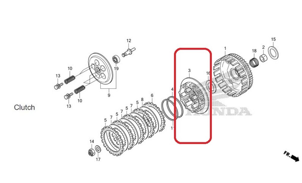 22121-KZZ-901. CENTER, CLUTCH. Honda CRF250L-M-Rally