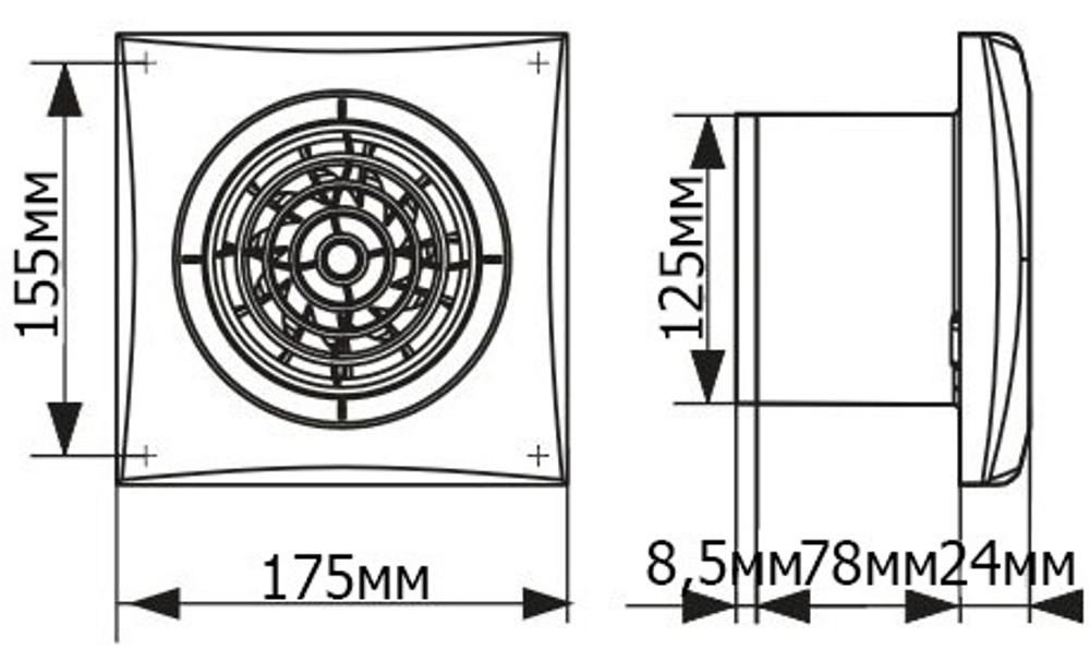 Вентилятор Эра AURA 5C DARK GREY METAL D125 с обратным клапаном