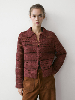 Massimo Dutti Короткая куртка из хлопка кроше, черепичный
