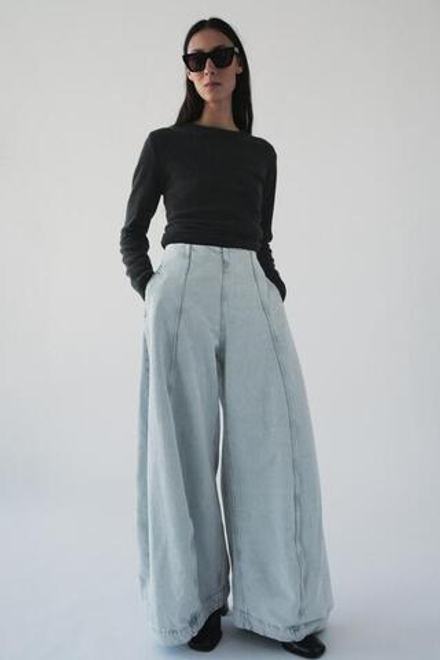 ZARA ДЖИНСЫ-БАЛЛОНЫ С ВЫСОКОЙ ПОСАДКОЙ — ZW COLLECTION, ГОЛУБОЙ