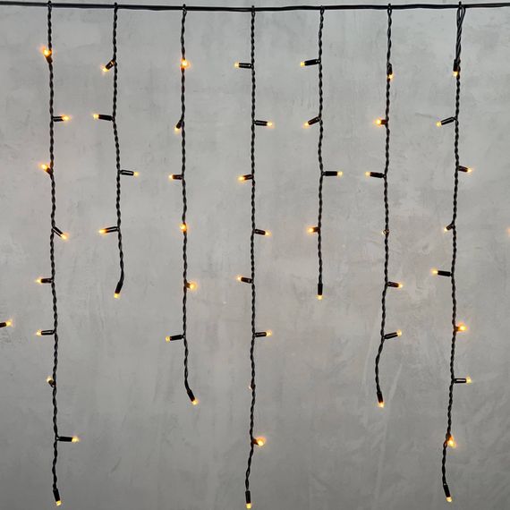 Светодиодная бахрома с колпачком 3,2*0,9 м., 168 желтых LED ламп, каучуковый черный провод, LTC (LL168-1-2Y)