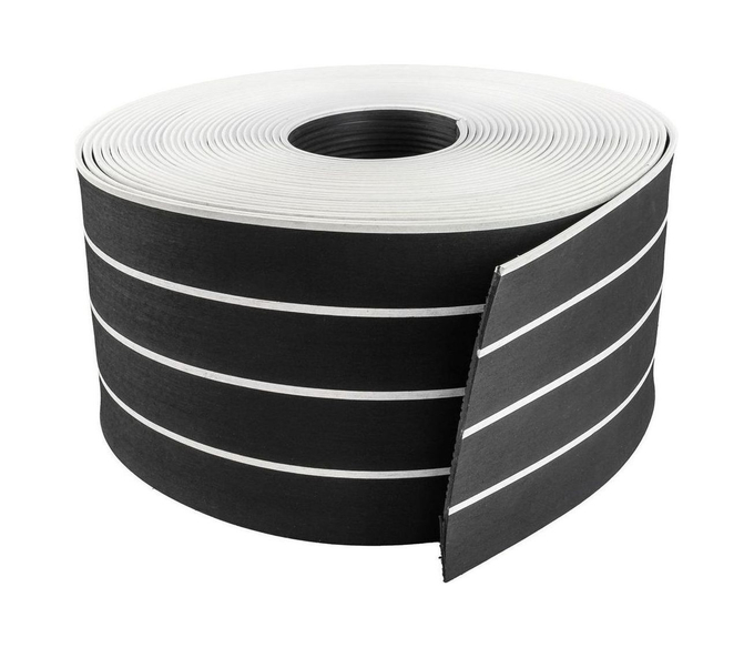 Покрытие палубное 200ммx5мм, черный, белая полоса, Marine Rocket,уценен