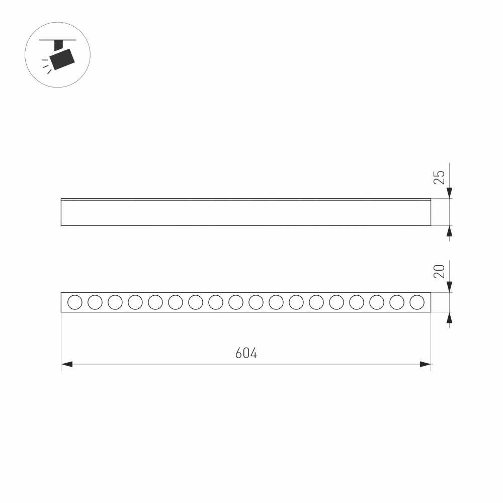 Светильник MAG-DOTS-25-L600-18W Warm3000 (BK, 30 deg, 24V) (Arlight, IP20 Металл, 5 лет) 033672