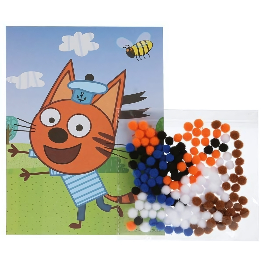 Аппликация из помпонов 17х23см. "Три кота. Коржик "в пакет 201-TC2 (Мультиарт)