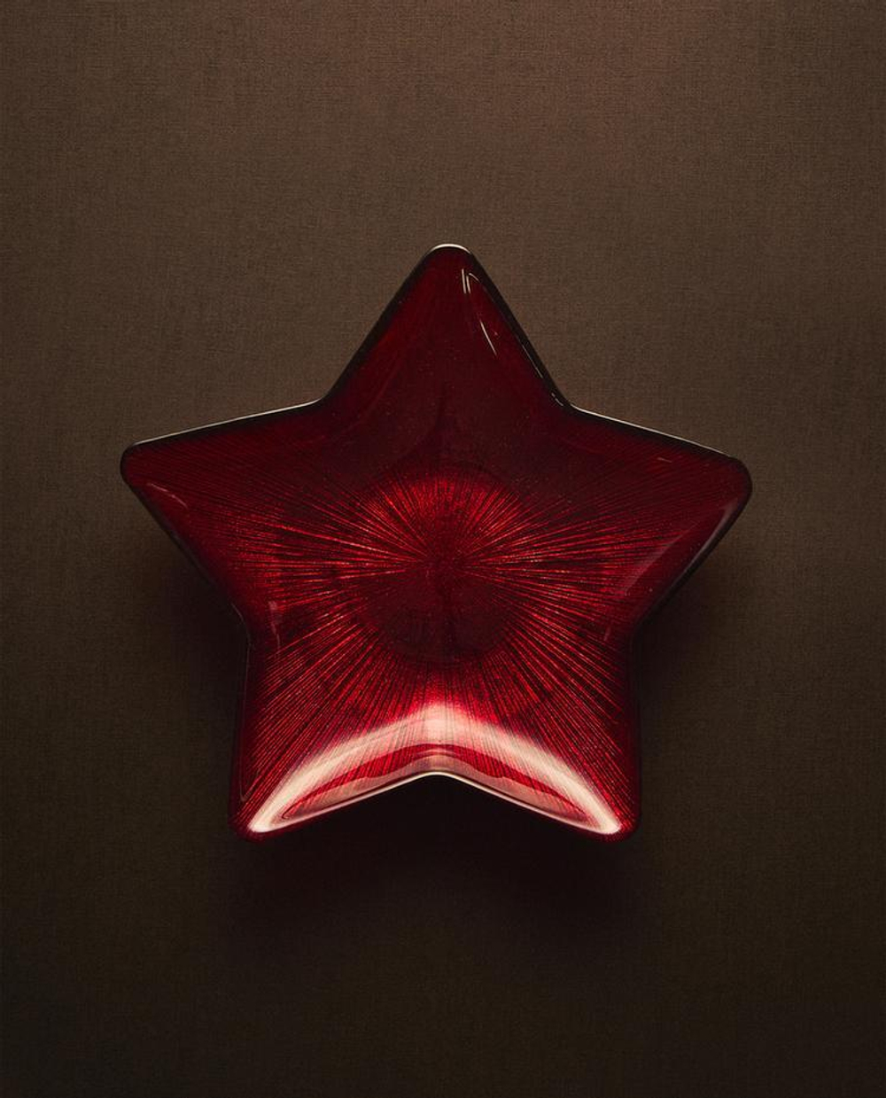 ZARA HOME НОВОГОДНЯЯ СТЕКЛЯННАЯ МИСКА «ЗВЕЗДА», КРАСНЫЙ