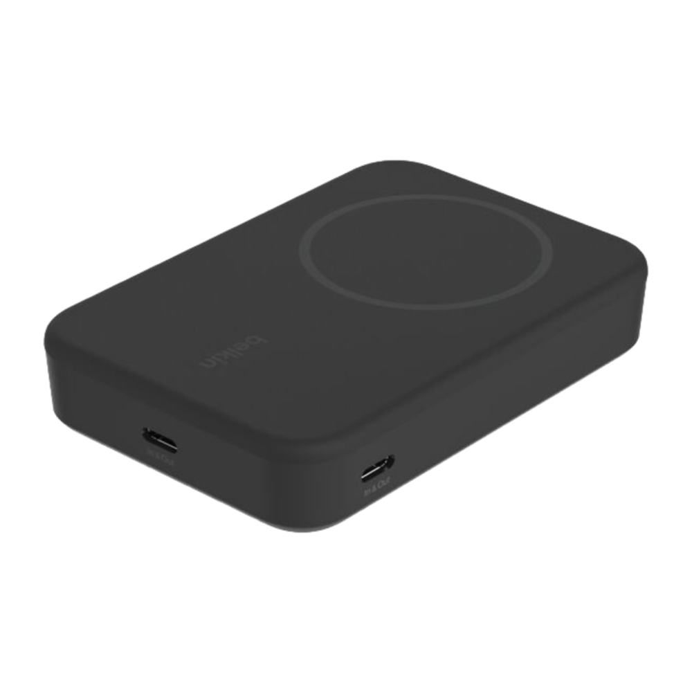 Внешний аккумулятор MagSafe с подставкой Belkin BoostCharge Pro 10K (Qi2) (10000 мА·ч) (BPD008) Беспроводная зарядка: Qi 15 Вт. Проводная зарядка: 2 USB-C. Сертификация Qi2. Есть LED-индикация. Энергоёмкость — 38,5 Вт·ч. Максимальная выходная мощность — 2
