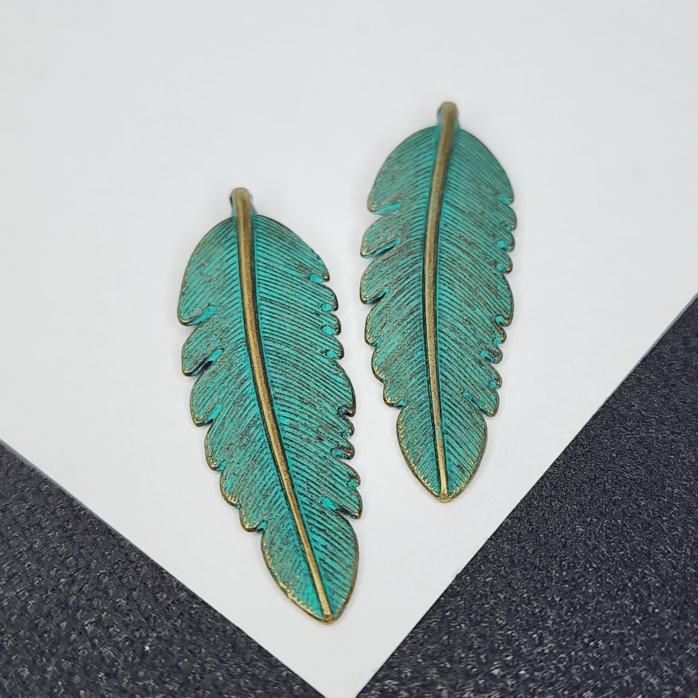 Подвеска лист, 45×19 мм, бижутерный сплав, штучно