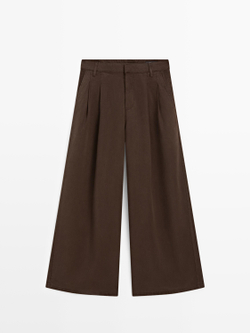 Massimo Dutti Широкие плиссированные брюки, шоколадный