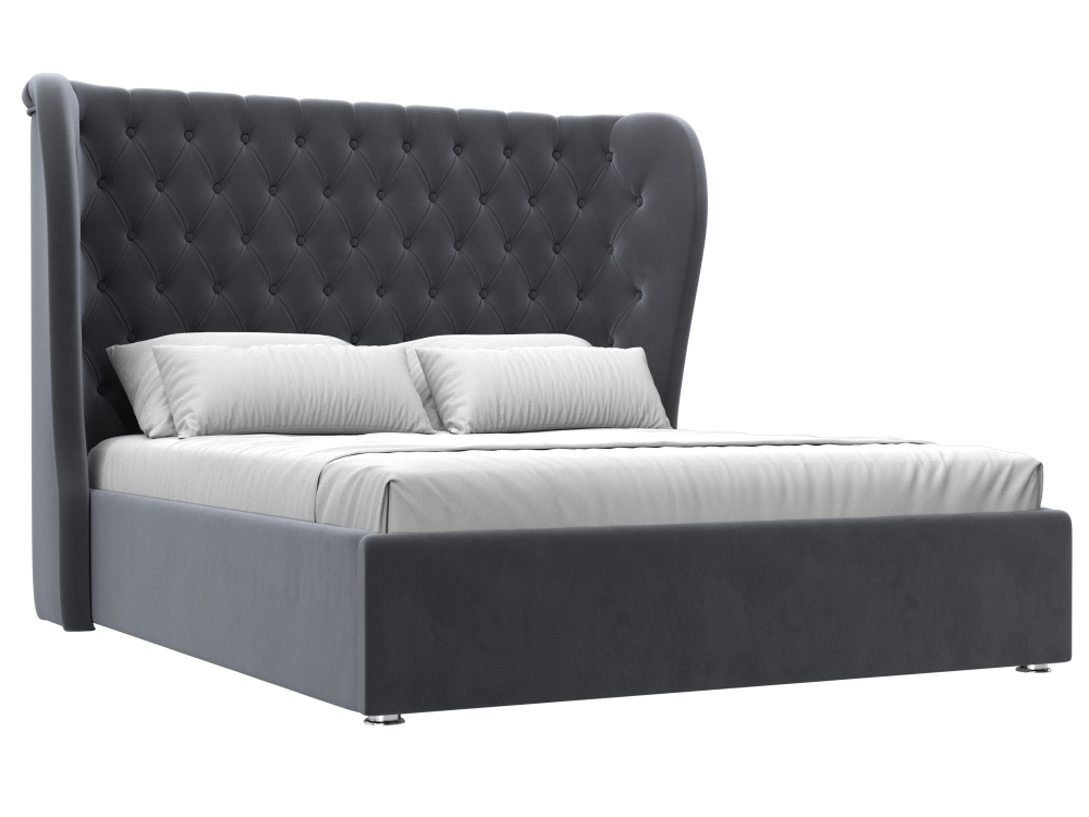 Кровать интерьерная Далия 160, Серый, Велюр, 101087