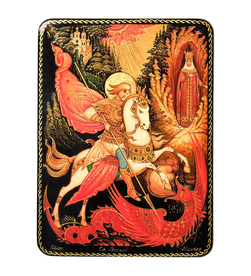 ШК-19/29 Шкатулка в технике декупаж «Георгий Победоносец» (15х11х3,5)