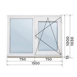 Пластиковое окно 1000 х 1500 ТермА Эко