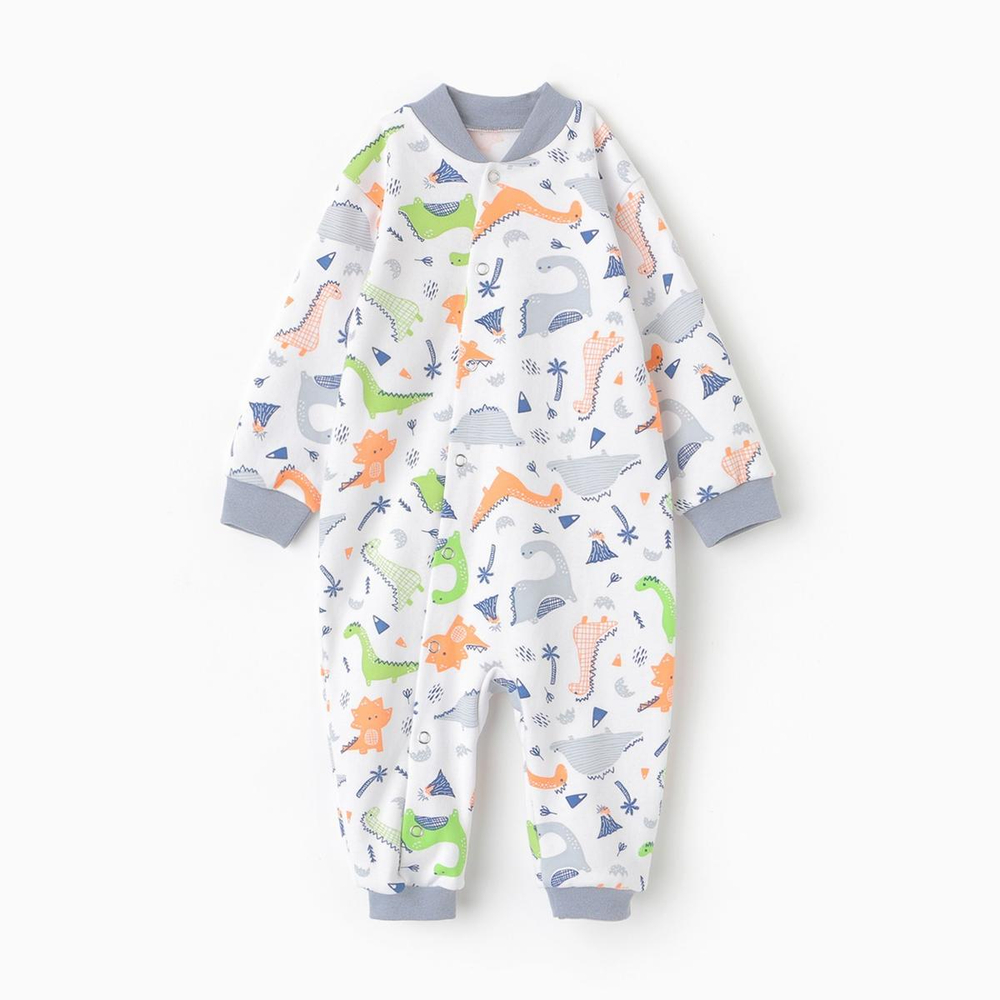Комбинезон детский цвет белый/динозавры, р. 68 10134552 (Рыжик)