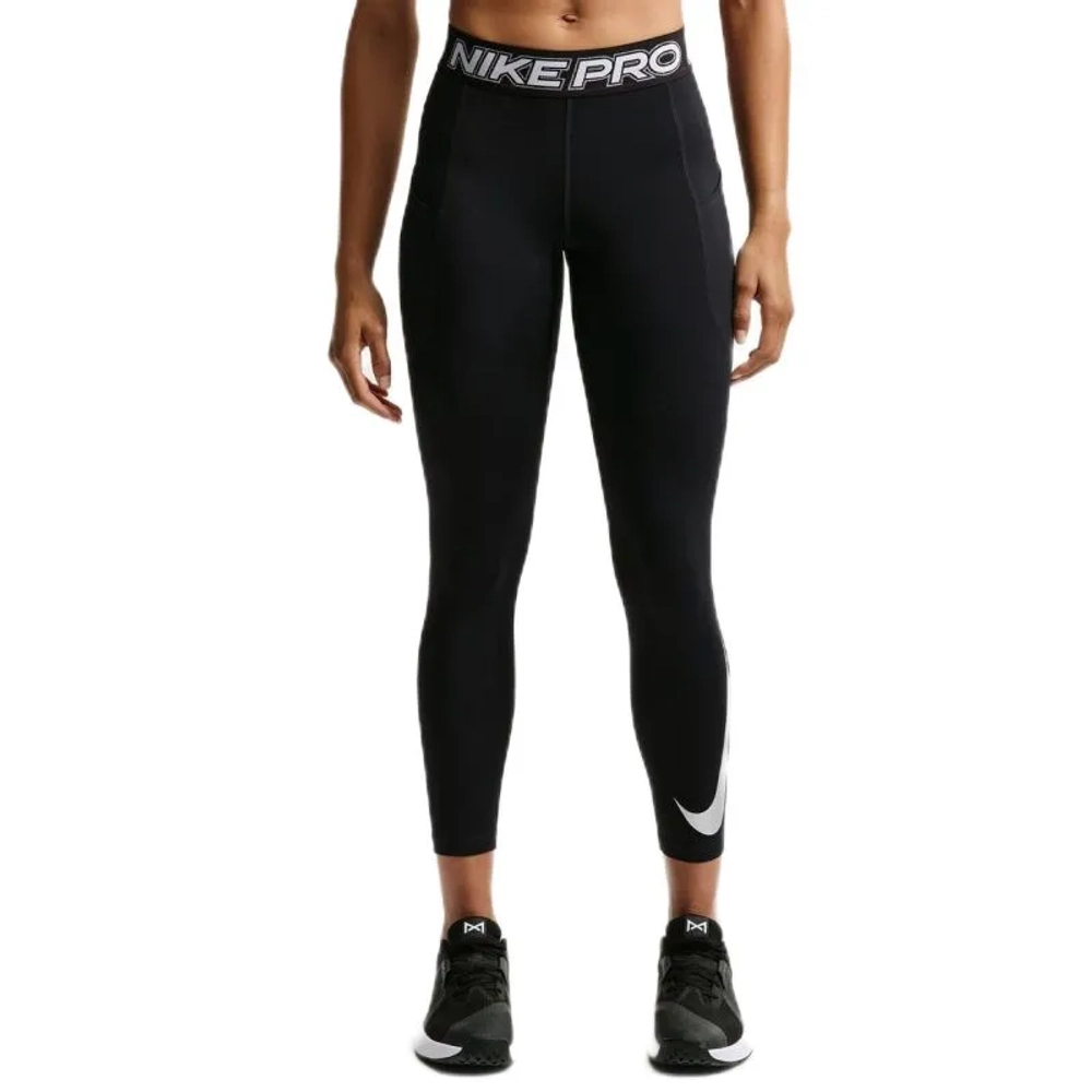Женские леггинсы Nike Pro 365 Mid-Rise 7/8 - black/white/matte silver