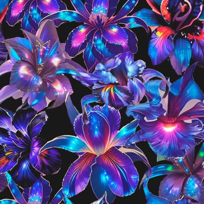 ирисы, фантастические цветы, сюрреализм,