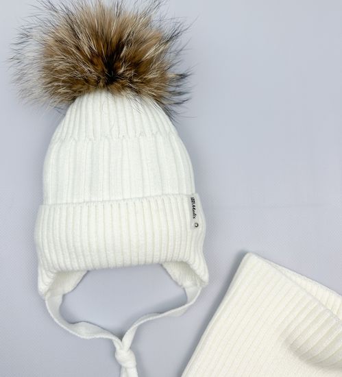 Шапка зимняя со снудом, Молочная