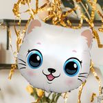 Шар (22''/56 см) Фигура, Голова, Милый Котенок, Белый, 1 шт.