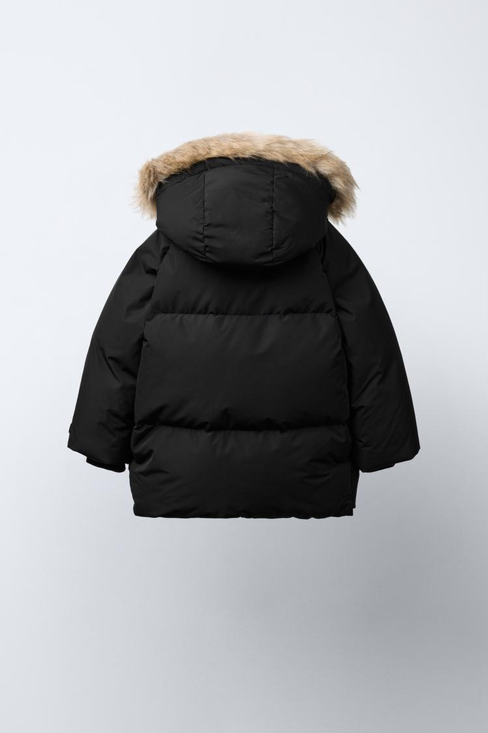 ZARA ДЛИННЫЙ ПУХОВИК ИЗ ПЕРА И ПУХА WATER REPELLENT И WIND RESISTANTT, ЧЕРНЫЙ